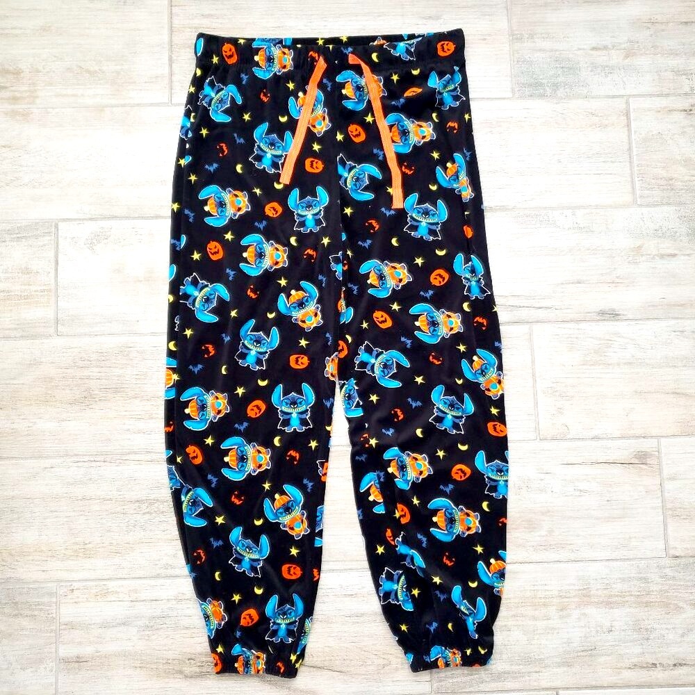 Disney Stitch Halloween Fleece Pajamas Women's Soft Loungewear Jogger Ankle XL - Picture 1 of 7